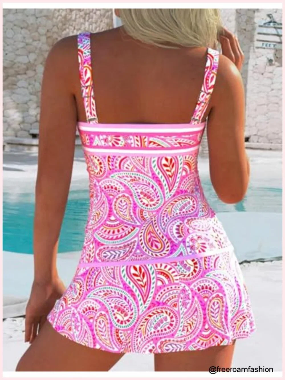 Women's Ruched Tankini Swimsuit 2 Piece Tummy Control Adjustable Straps